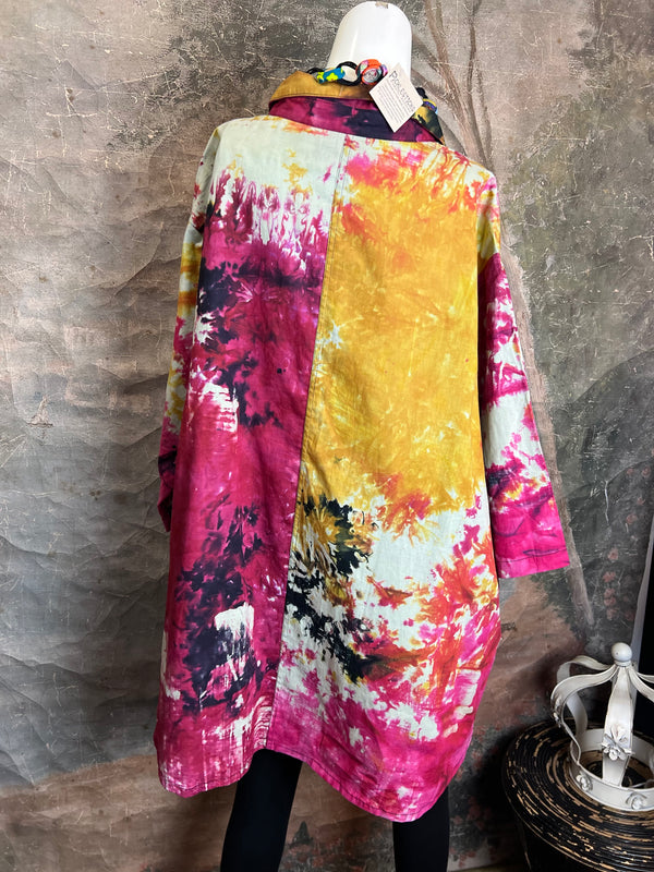 7042C Block Dyed Possibly Tunic-Pink