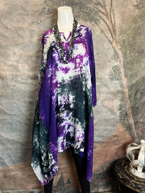 7063V Block Dyed Justly Top-Violet MIX