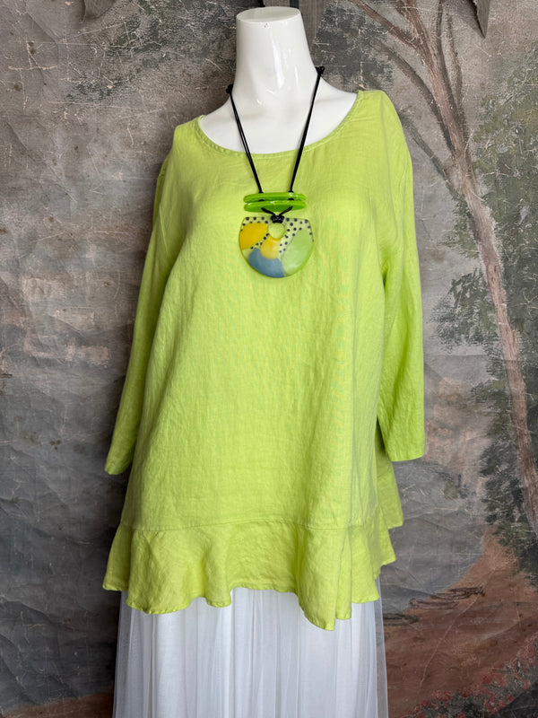 MP-HLT561 Ruffle Hem Top-Kiwi