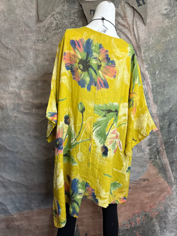 91225 Flower Garden Linen Top-Yellow
