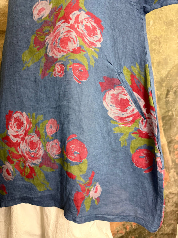 90645-62 Rose Pocket Tunic-Blue