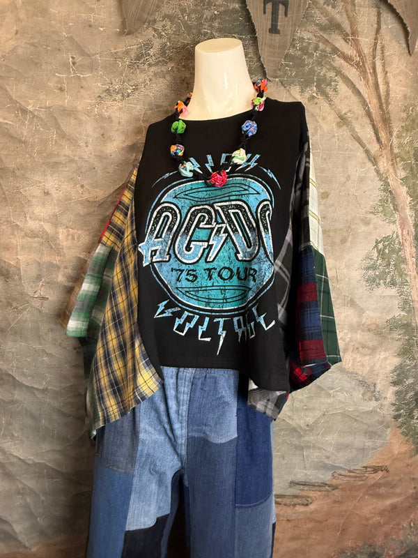 5576 Flannel Band Tee Topper-C