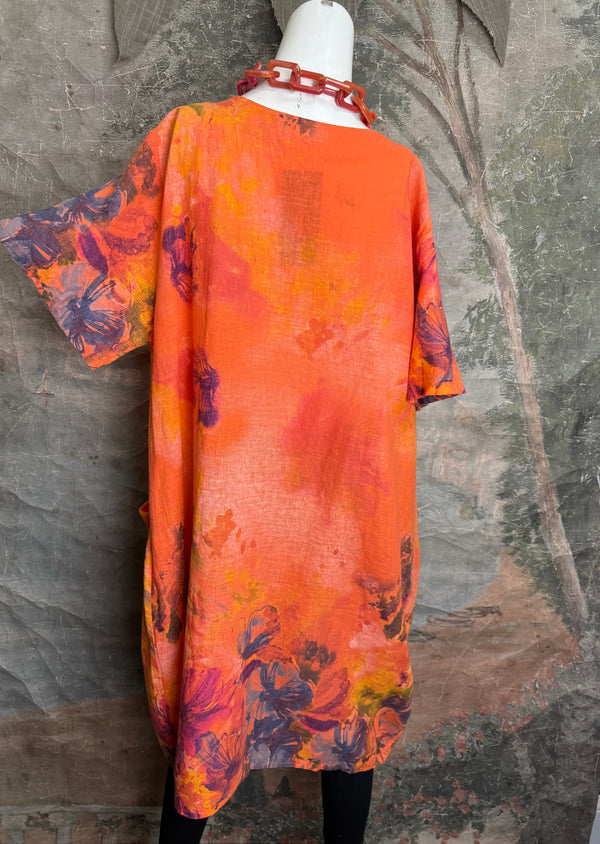 90847P Painted Presence Dress-Coral Orange