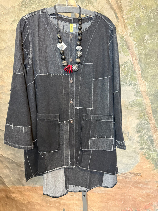 20126N17 Lg/Slv Slit Back Shirt-Dark Grey