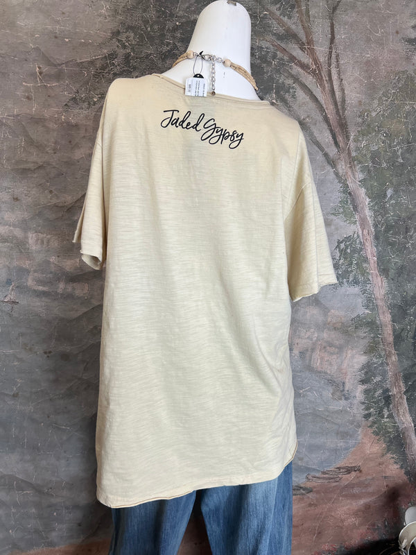 JG- Moon Dance V-Neck Tee-Oats