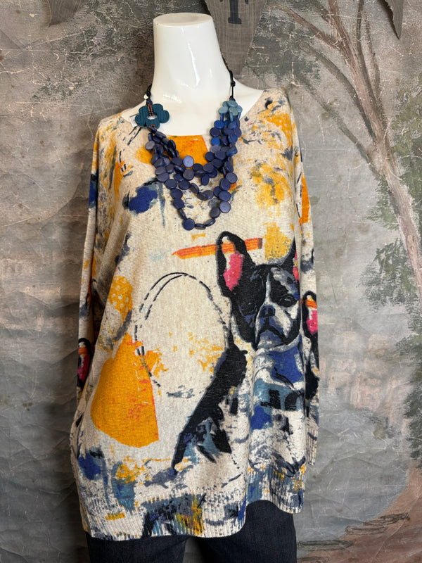 25704 Icon Print Sweater-Frenchy