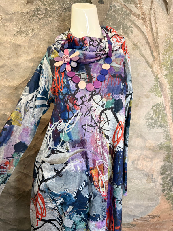 D543F Cowl Neck ASYM Dress-Grape Jam