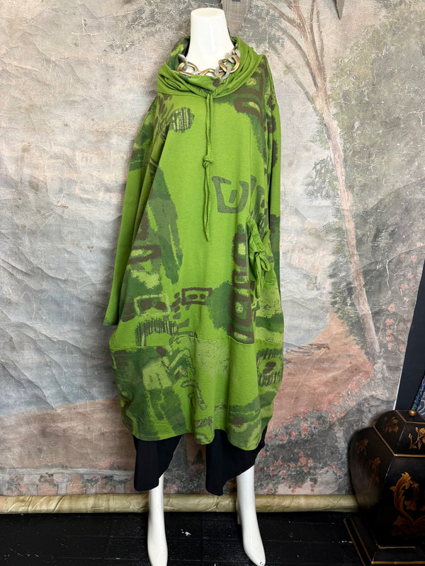 91968 Abstract Sweatshirt Dress-Kiwi