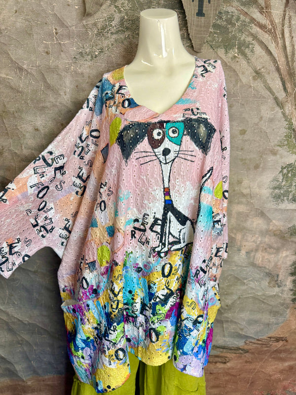 T1196 Vneck Dolman High-low Top-Piper