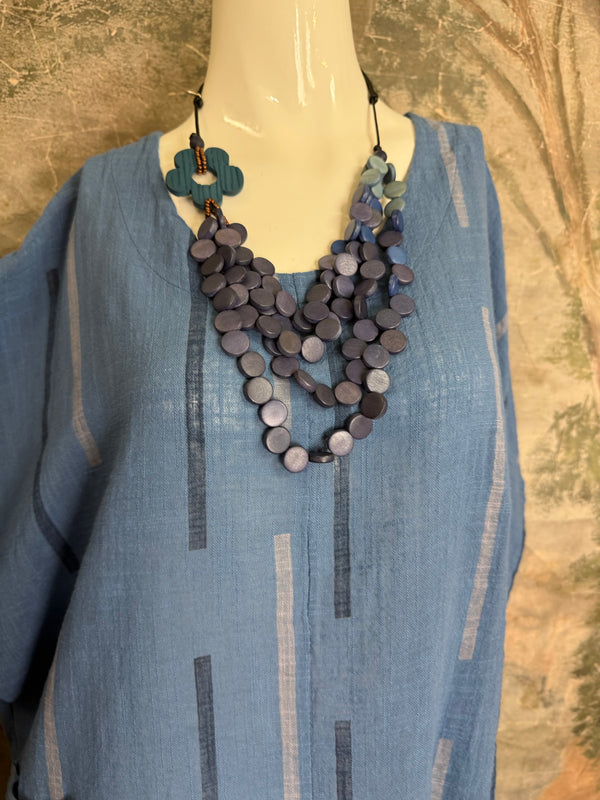 6653S Stripe Top-Blue