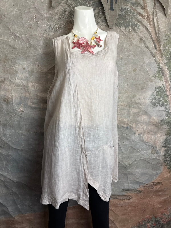 91755 Uneven Tank Top-Beige