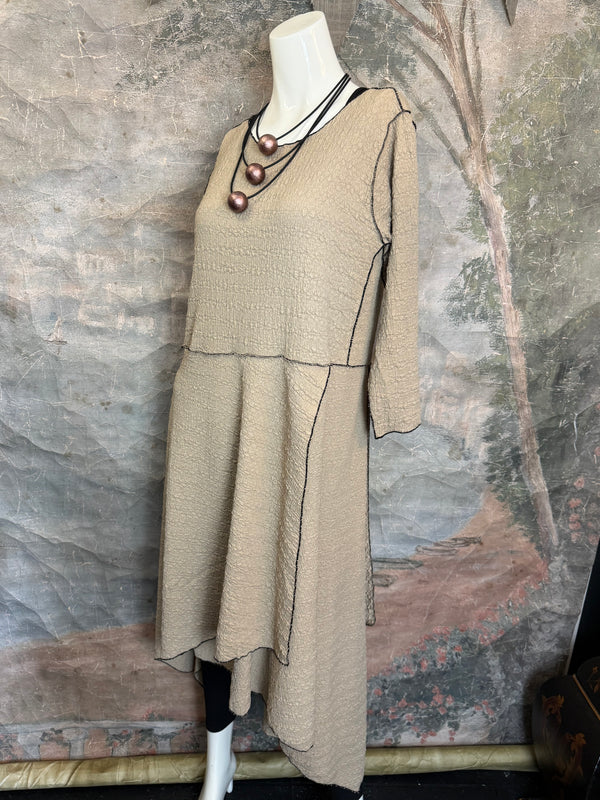 D523 Waffle Knit Sharkbite Dress-Mocha