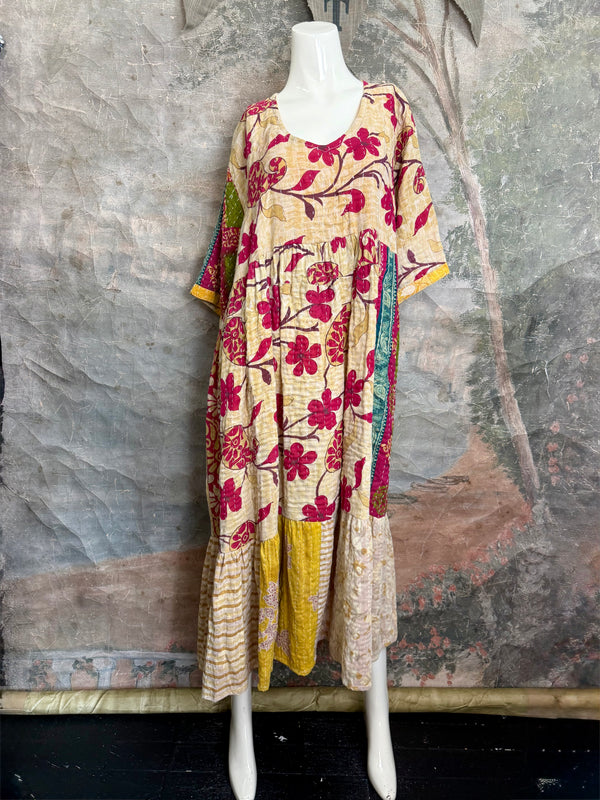 1027w Kantha Arts Tiered Dress-Mix 5