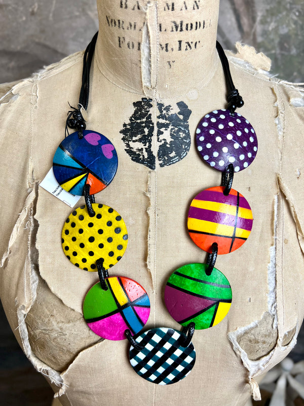 LS24N05 Colorful Disc Necklace