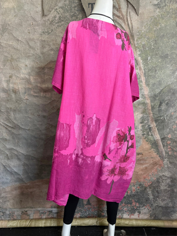 90847B Painters Garden Dress-Fuchsia