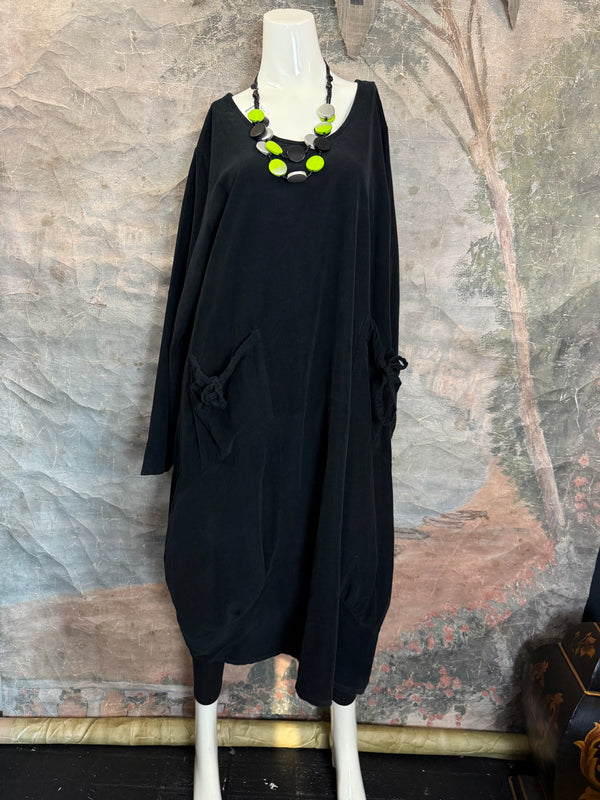 92003 Corduroy Pocket Dress-Black