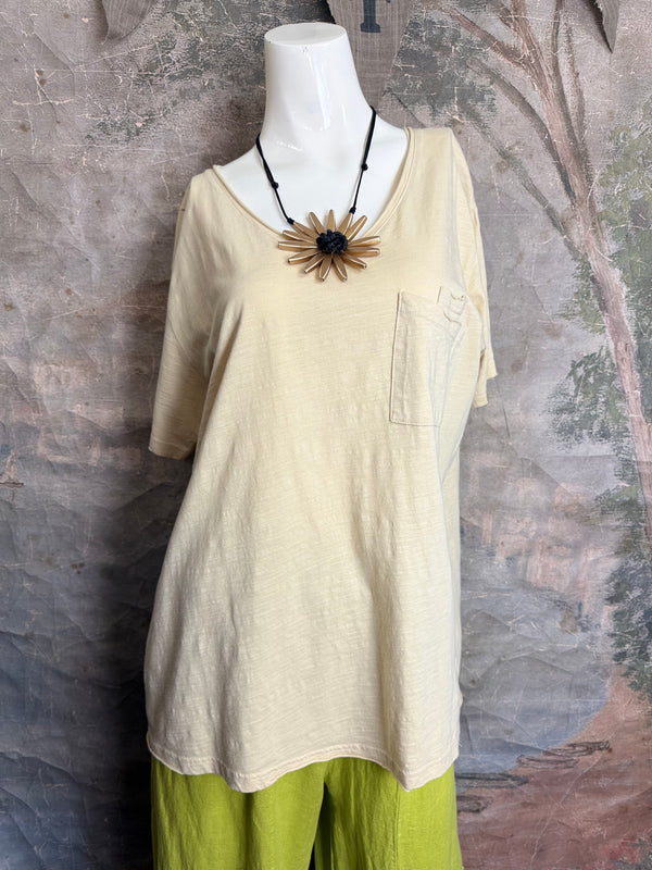 JG- Moon Dance V-Neck Tee-Oats