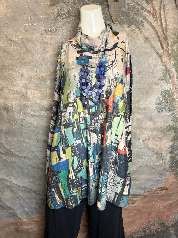 T1097 Cowlneck Dolman Slv Top-vivid dreams