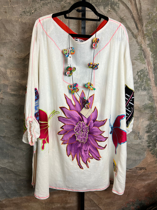 TD2399 Flower Pop Tunic Topper-White B