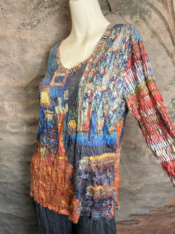 25603 Crinkle Tunic Top-Rust