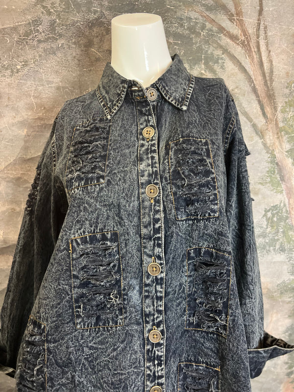 PL413 Distressed Denim Shirt