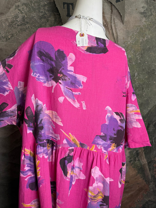 91877-52 Artful Bloom Dress-Fuchsia