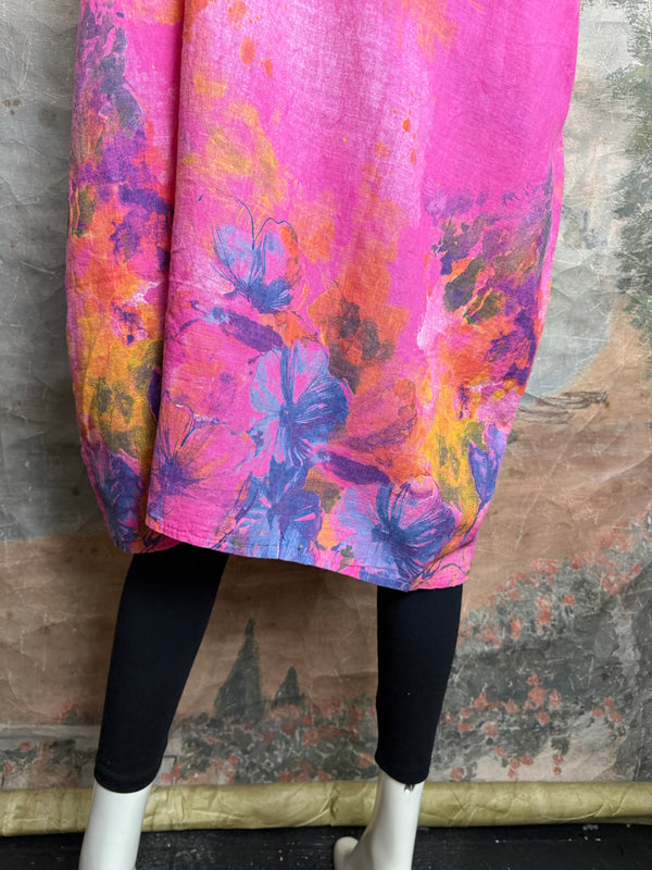 90847P Painted Presence Dress-Fuchsia