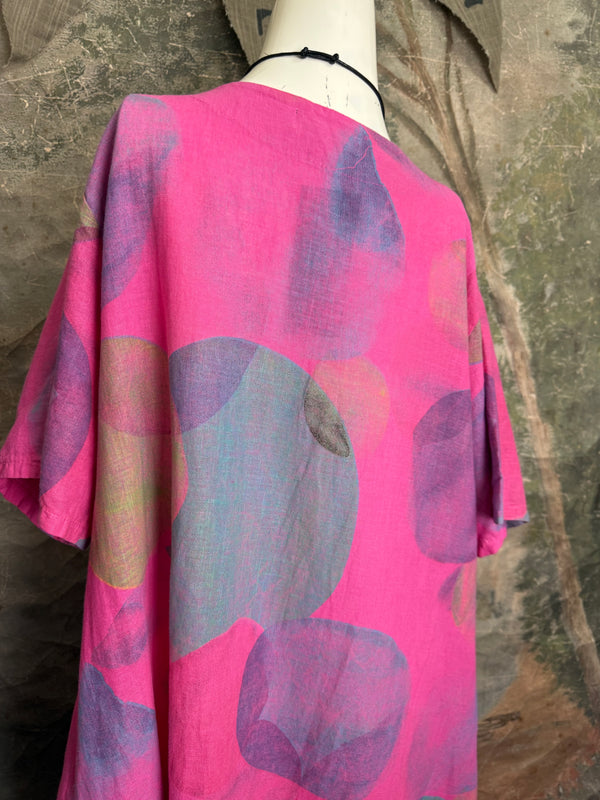 90847C Painterly Bubbles Dress-Fuchsia