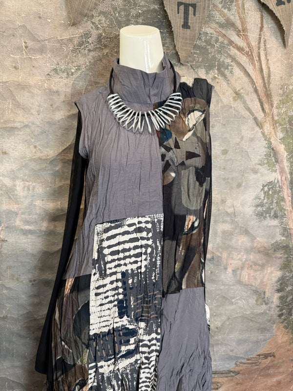 25532 Crushed Mockneck Dress-SLATE