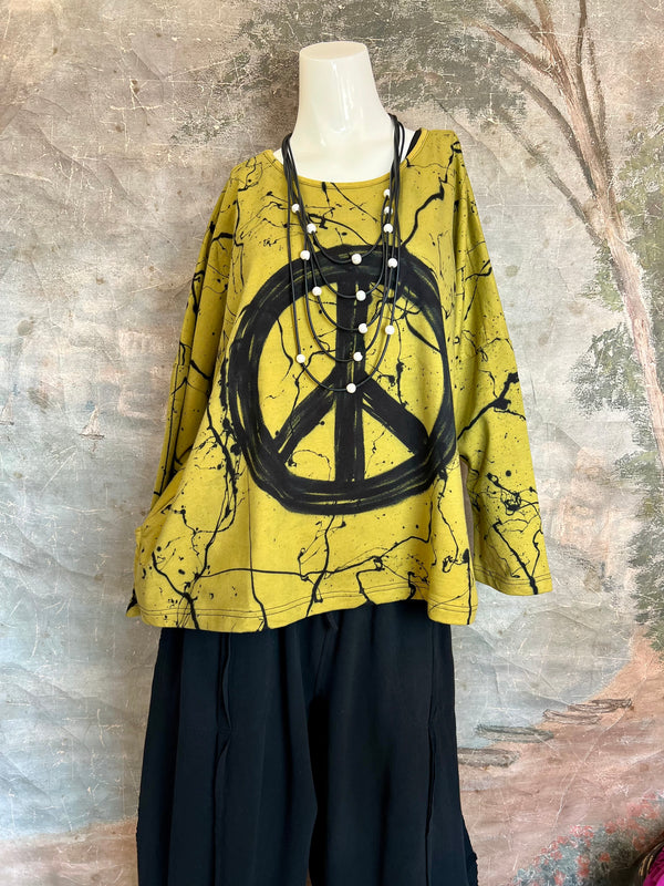 HPE1803 PeaCe Motif Bestee Top-Mustard