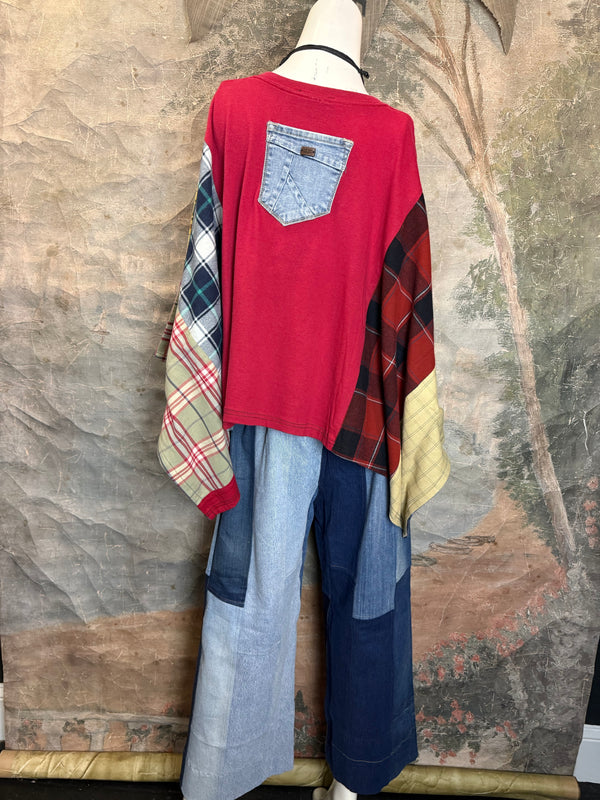 5576 Flannel Band Tee Topper-D