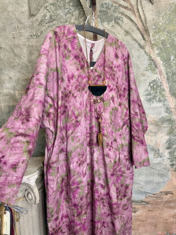DYM625232 L/Sleeve Maxi Dress-Purple Combo