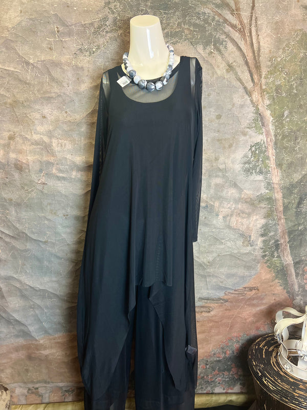 SH-4281 Mandy Top-BLACK MESH