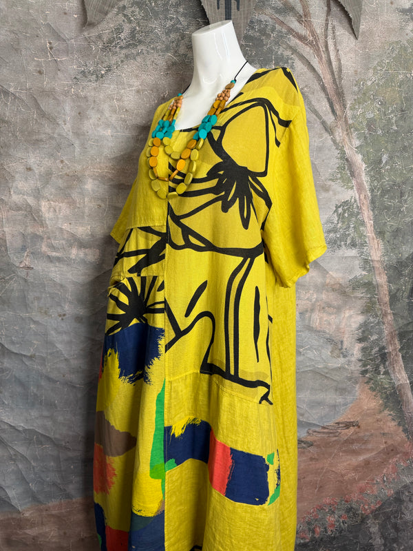 90617P-23 Linen Paint Dress-Mango