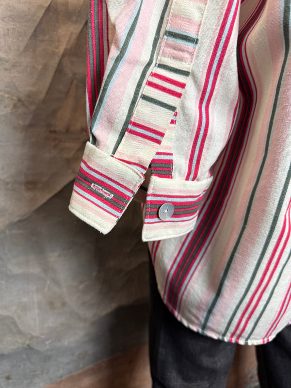 5021 Bettys Linen BF Bow Shirt-CANDYCANE