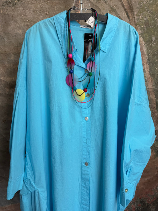 91750 Oversized Shirt Jacket-Turq Blue
