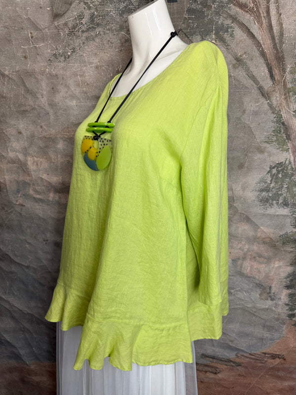 MP-HLT561 Ruffle Hem Top-Kiwi