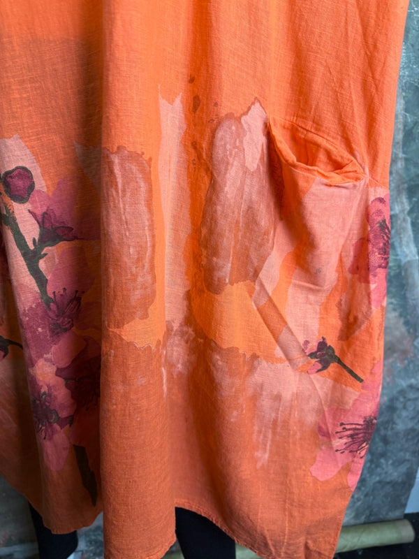 90847B Painters Garden Dress-Orange
