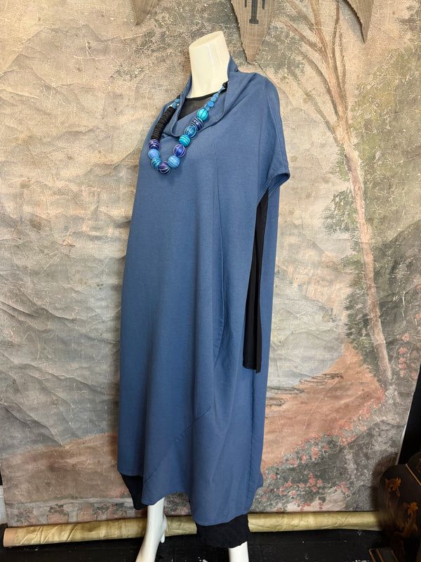 92009 Cocoon Sweatshirt Dress-Denim Blue