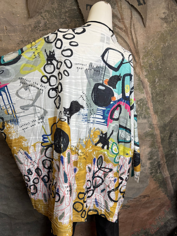 T1514 Long Slv Dolman Top/Tunic-Curious Kitty