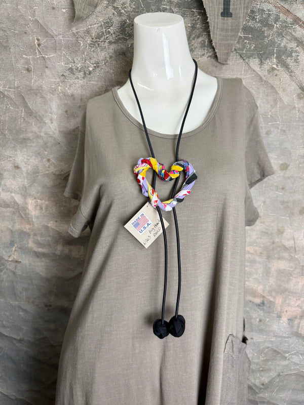 26N263 Big Heart Bolo Necklace-Purples Mix