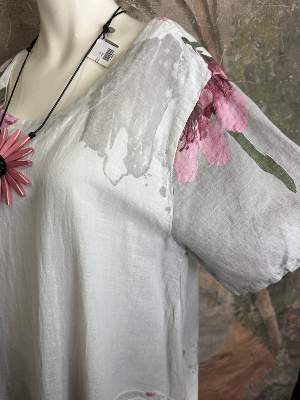 90847B Painters Garden Dress-White