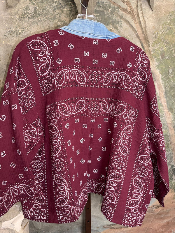 5755 Bandana Short Kimono-Wine