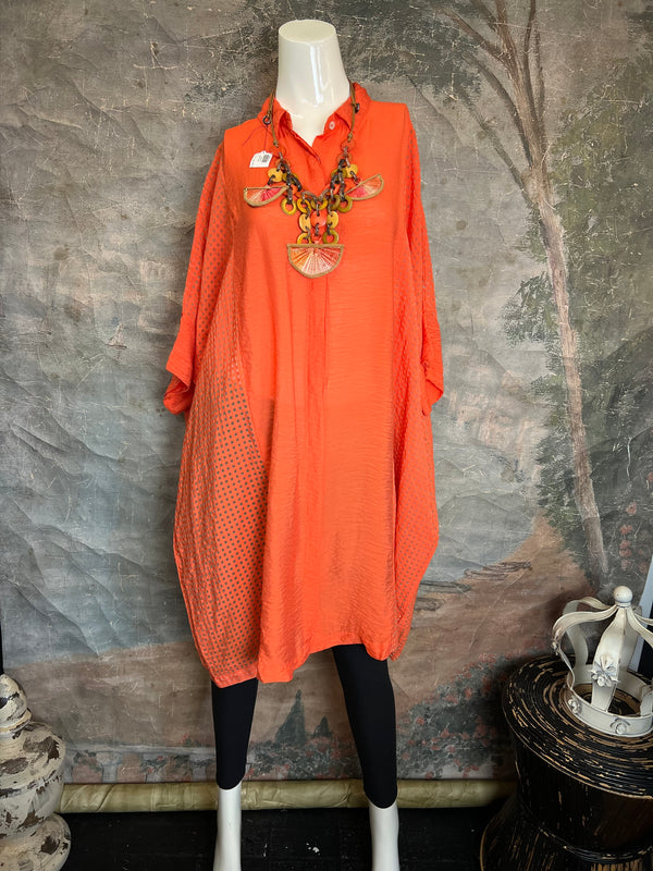 6513 O'Size Kimono Tunic/Dress-Tabasco