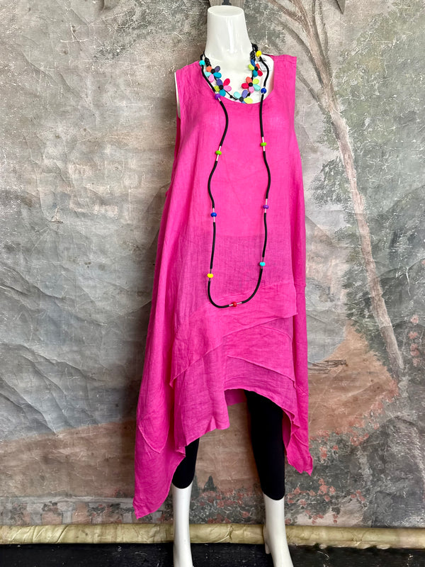 751 Artistry Layered Tank Dress-Fuchsia