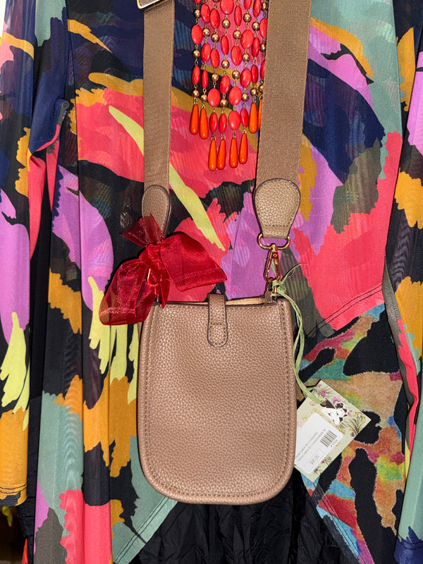 0003A Pebbled Vegan MINI Leather Crossbody Bag-Saddle