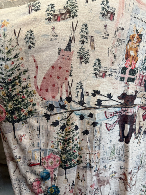 T1097 Cowlneck Dolman Slv Top-Holiday Joy