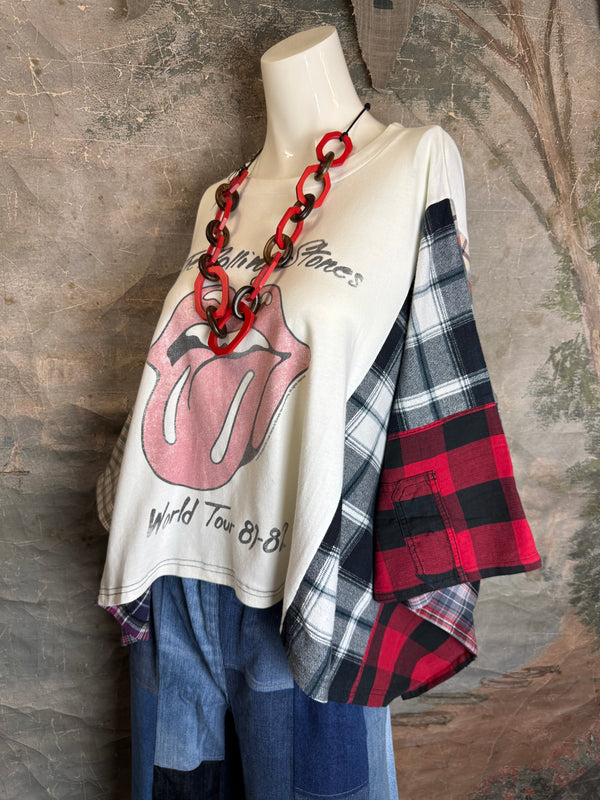 5576 Flannel Band Tee Topper-B