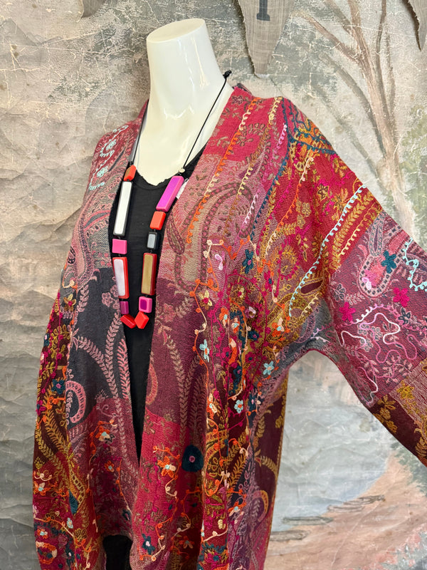 ANU 19828 Embroidered Duster JKT-Macroon