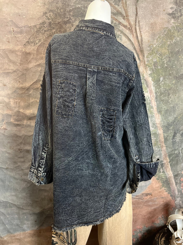 PL413 Distressed Denim Shirt